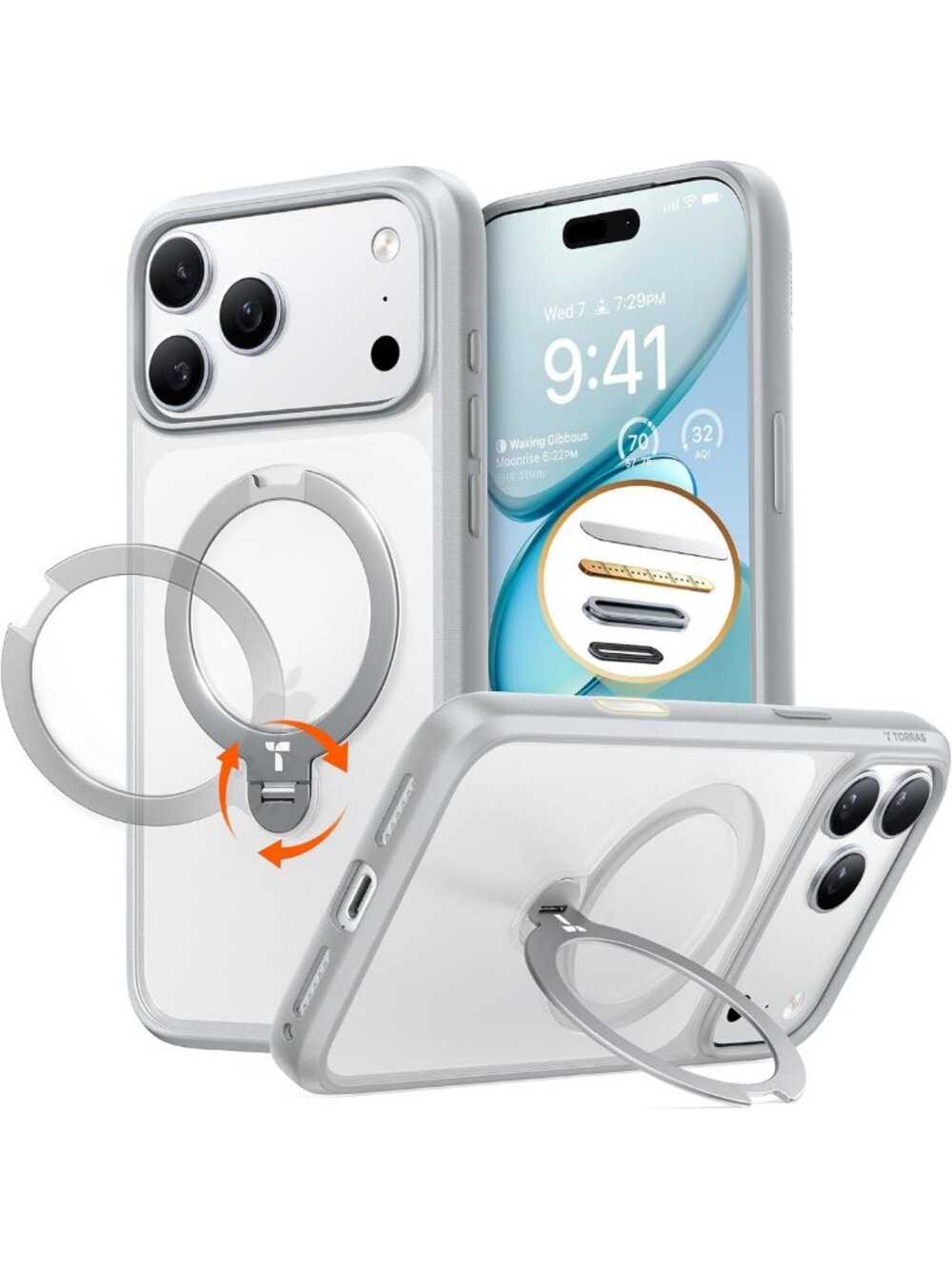 360° Magnetic Stand Case for iPhone 17 Pro Max - Shockproof, MagSafe Compatible
